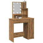 Kaptafel 86,5x35x136 cm bewerkt hout eiken LED spiegel