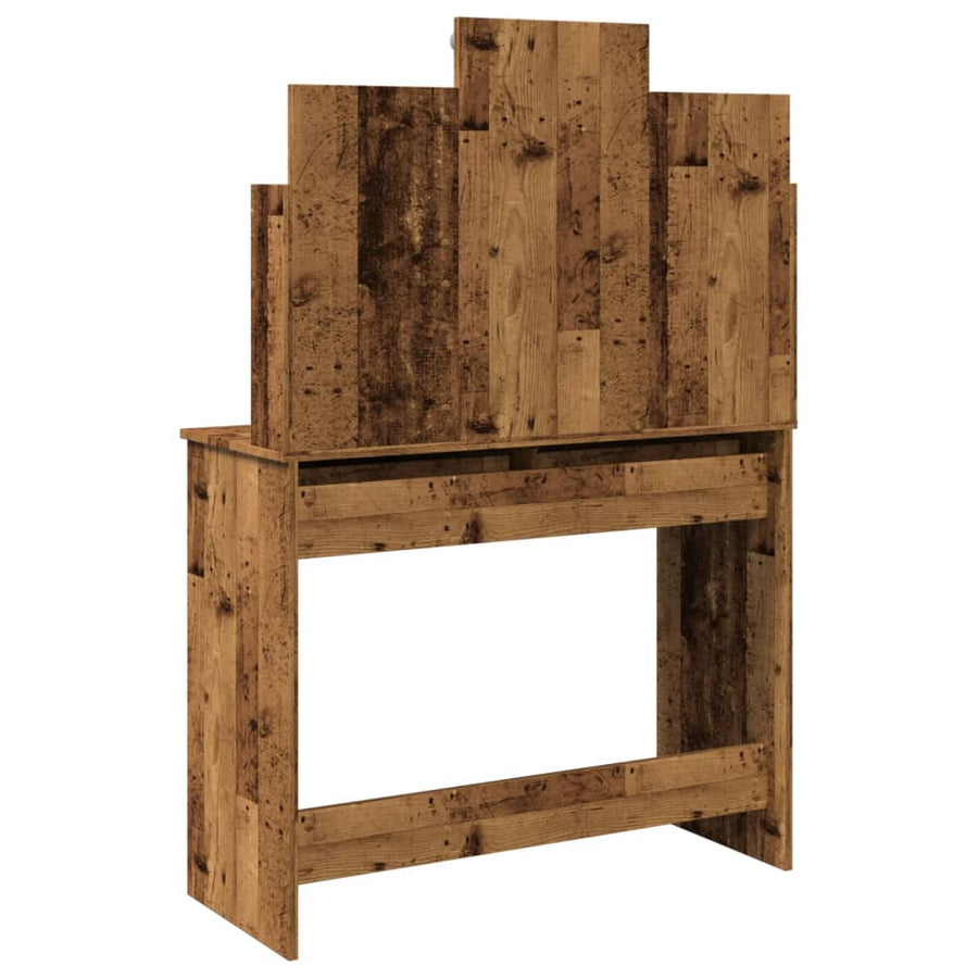 Kaptafel met LED-verlichting 96x40x142 cm oud houtkleurig