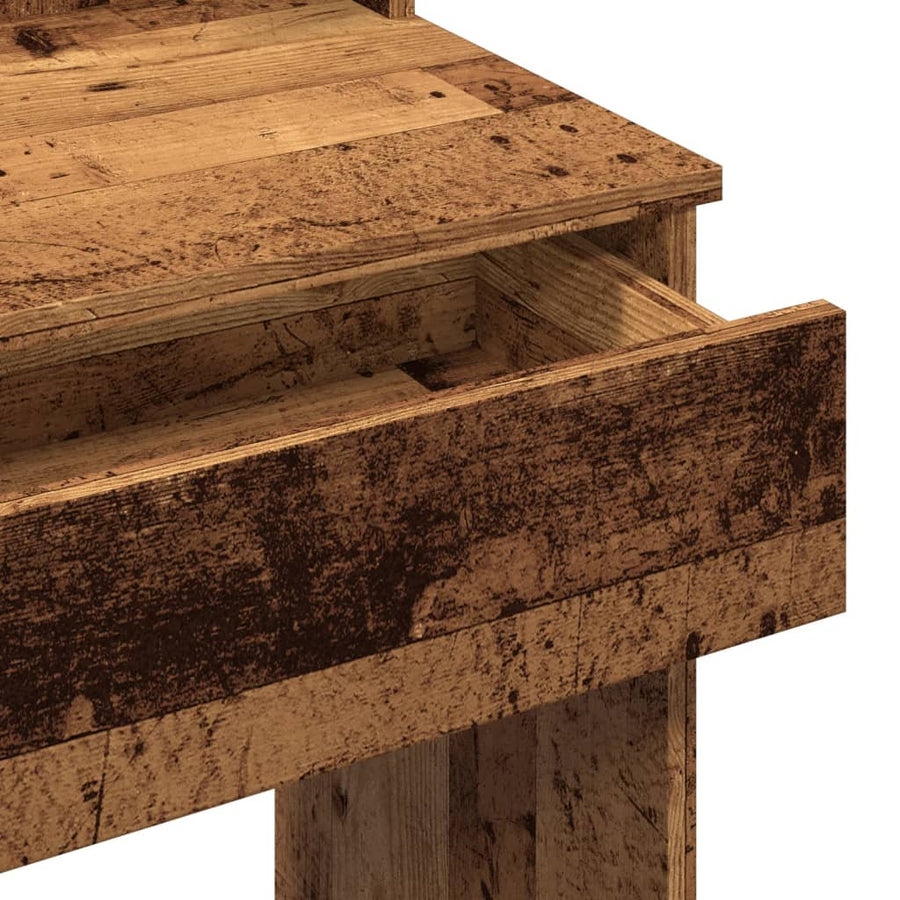 Kaptafel met LED-verlichting 96x40x142 cm oud houtkleurig