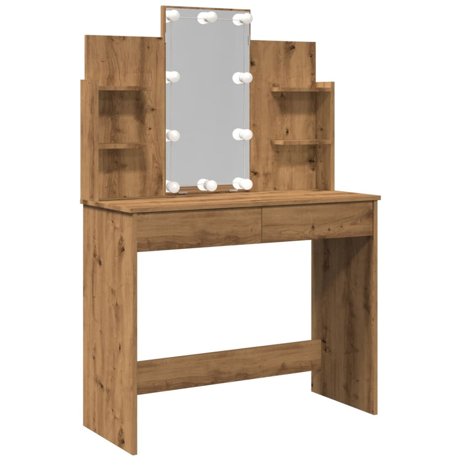 Kaptafel met LED-verlichting 96x40x142 cm artisanaal eikenkleur