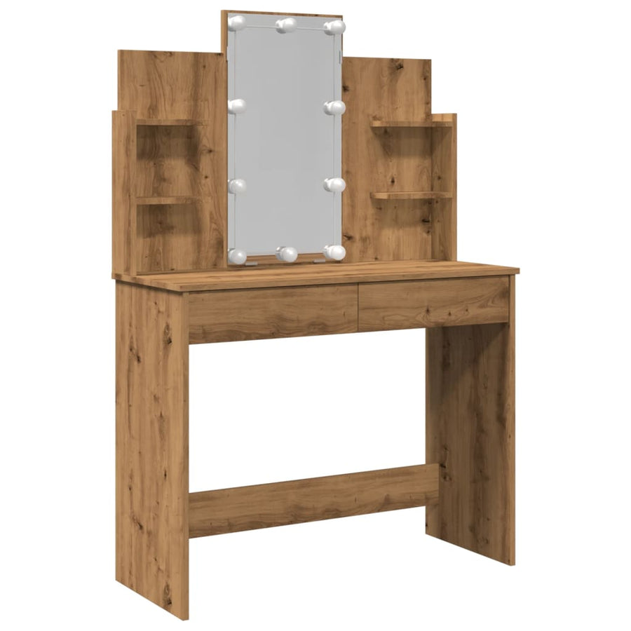 Kaptafel met LED-verlichting 96x40x142 cm artisanaal eikenkleur