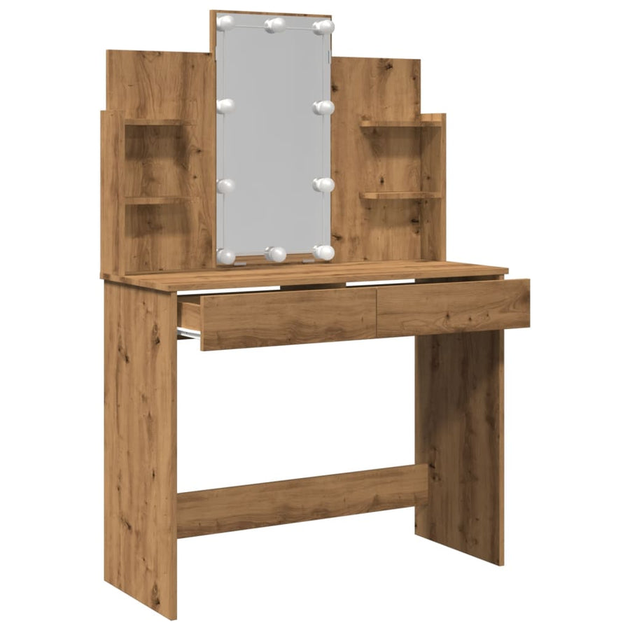 Kaptafel met LED-verlichting 96x40x142 cm artisanaal eikenkleur