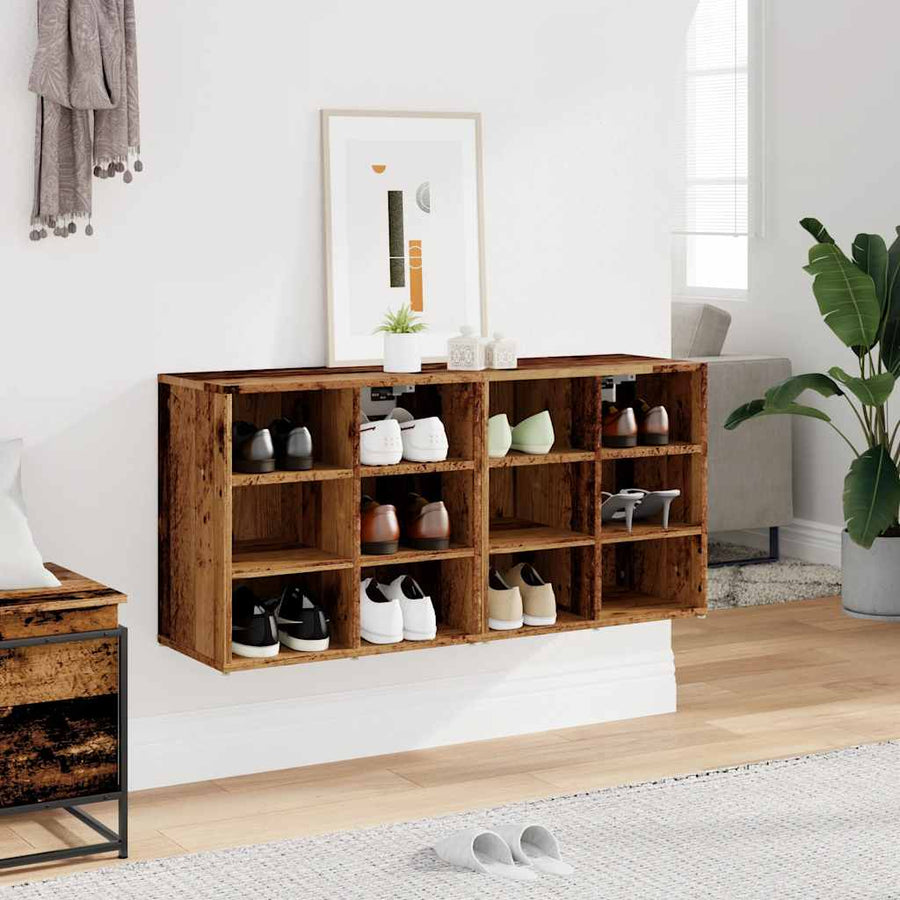 Schoenenkasten 2 st 52x30x50 cm oud houtkleurig