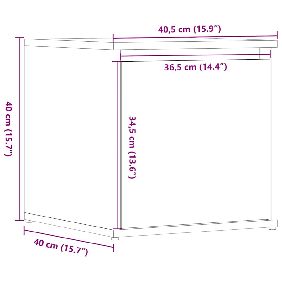 Opbergbox met lade 40,5x40x40 cm bewerkt hout oud houtkleurig