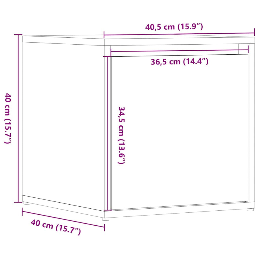 Opbergbox met lade 40,5x40x40 cm bewerkt hout artisanaal eiken