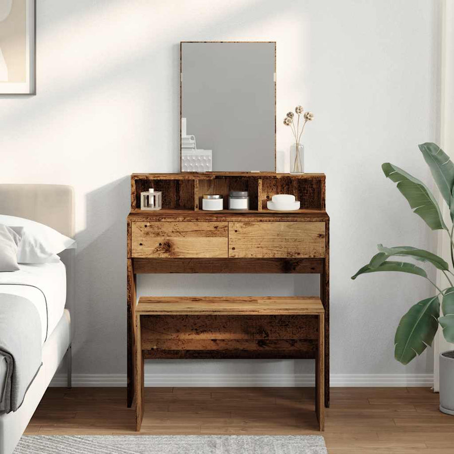 Kaptafelkruk 70x35x45 cm bewerkt hout oud houtkleurig
