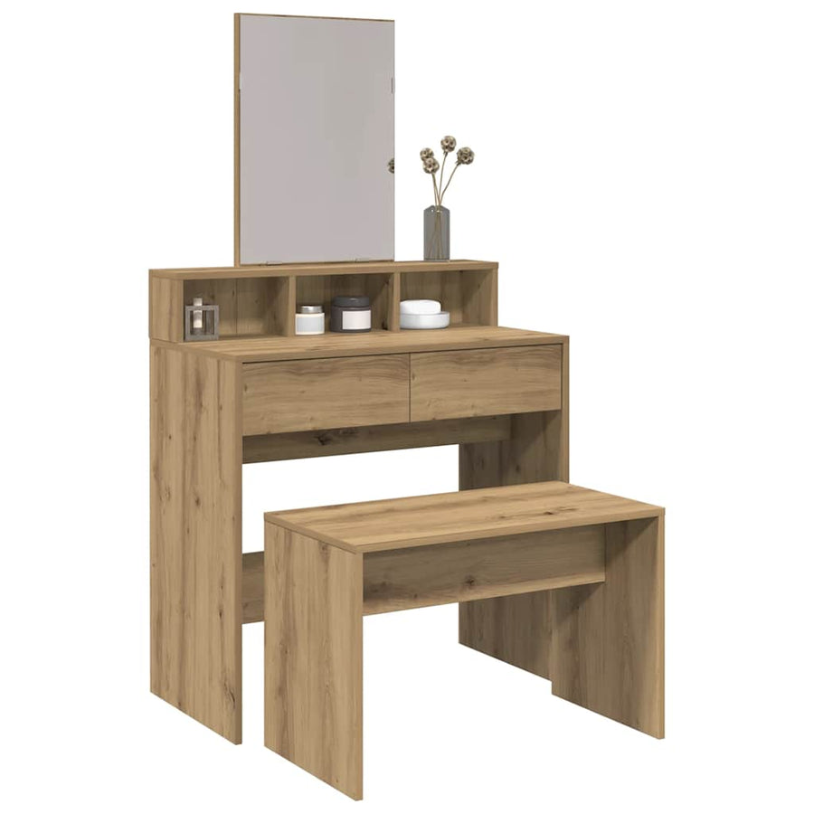Kaptafelkruk 70X35X45 Cm Bewerkt Hout Artisanaal Eikenkleur artisanaal eikenkleurig
