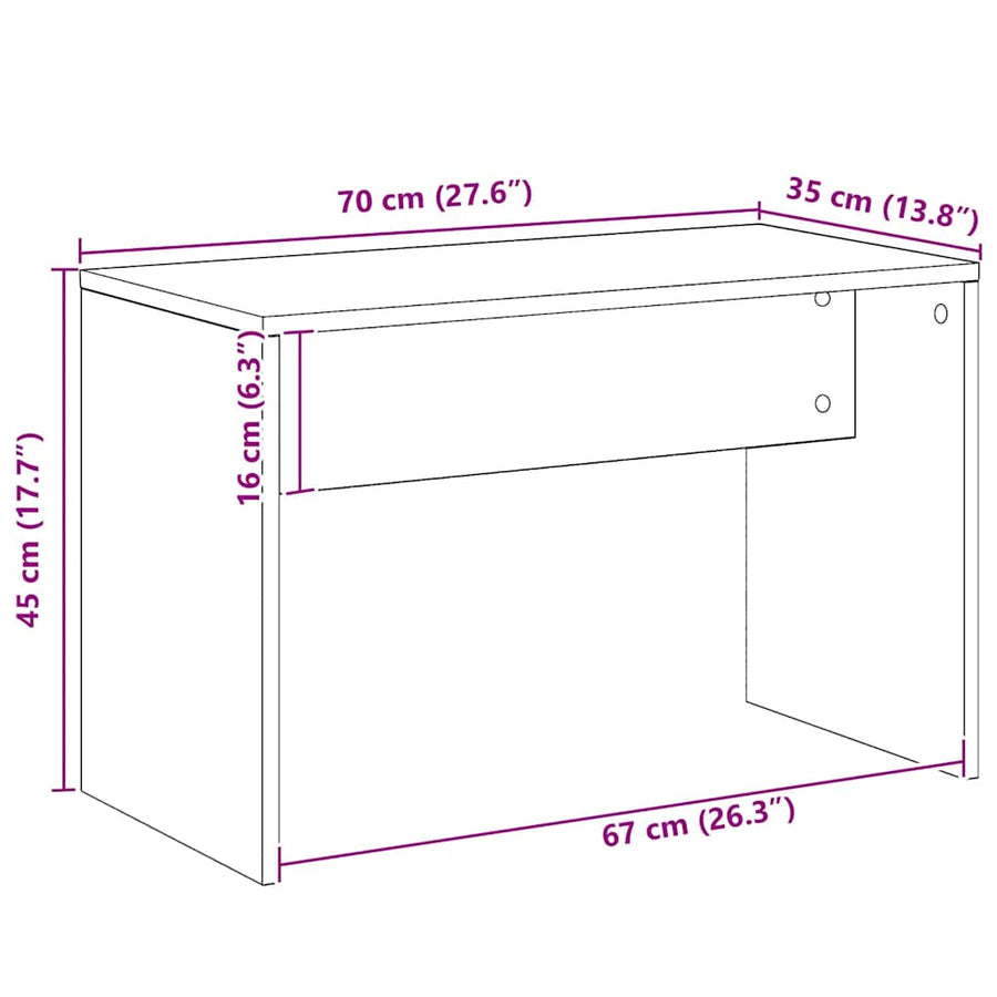 Kaptafelkruk 70X35X45 Cm Bewerkt Hout Artisanaal Eikenkleur artisanaal eikenkleurig