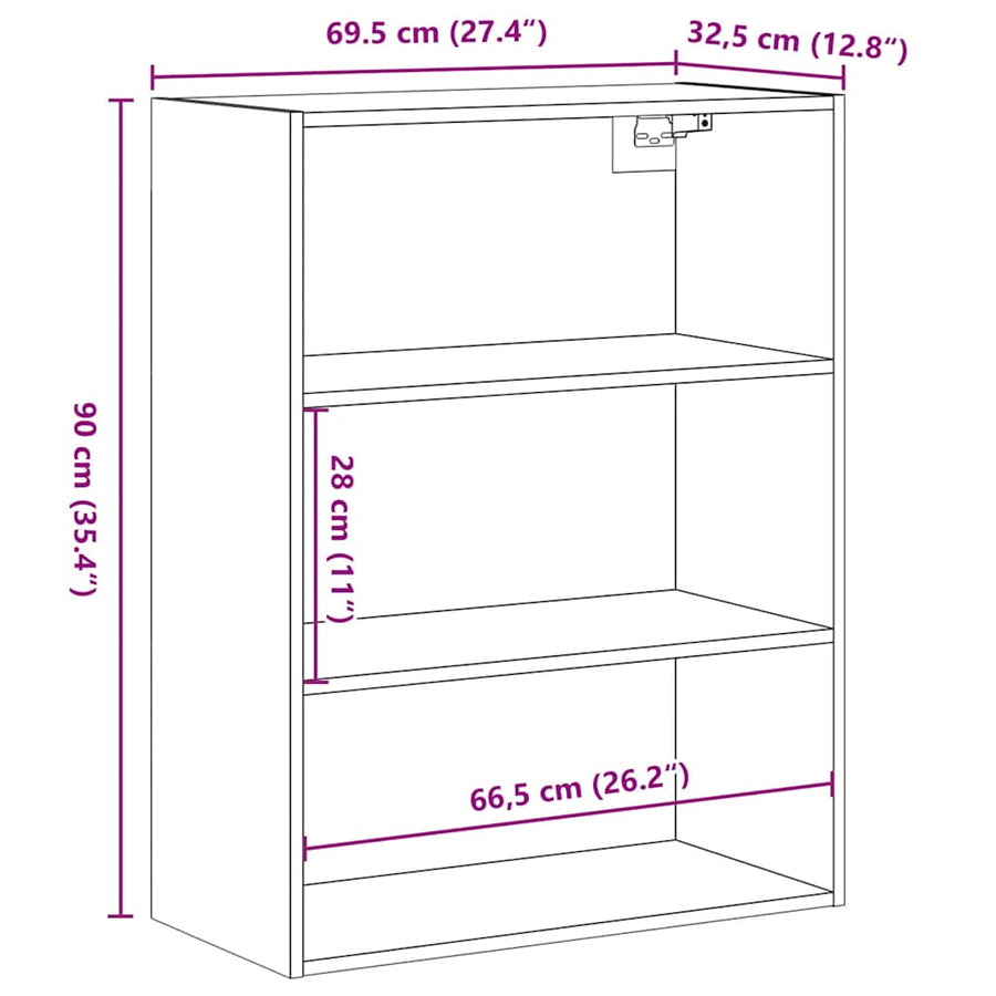 Hangkast 69,5x32,5x90 cm oud houtkleurig