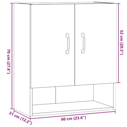 Wandkast 60x31x70 cm bewerkt hout oud houtkleurig