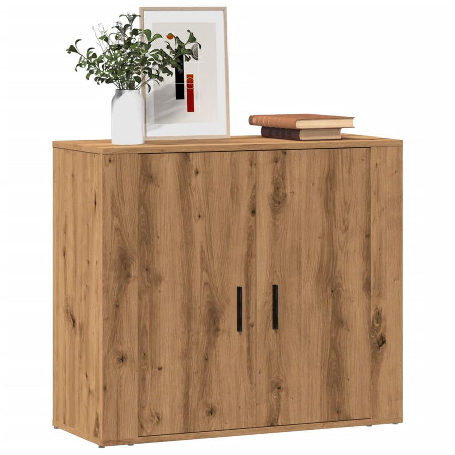 Dressoir 80x33x70 cm bewerkt hout artisanaal eikenkleurig