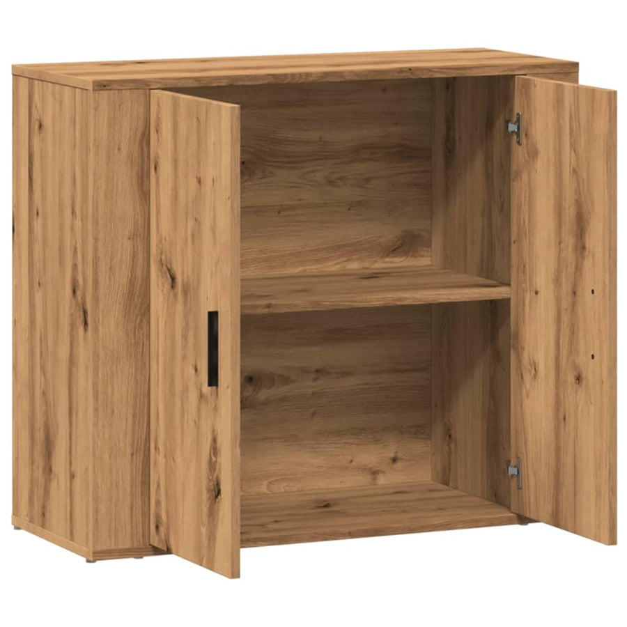 Dressoir 80x33x70 cm bewerkt hout artisanaal eikenkleurig