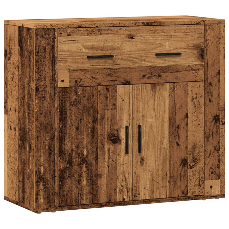 Dressoir 80x33x70 cm bewerkt hout oud houtkleurig