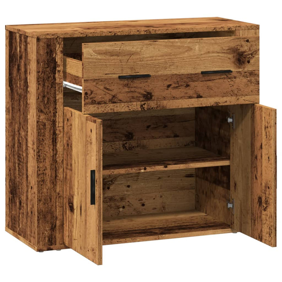 Dressoir 80x33x70 cm bewerkt hout oud houtkleurig