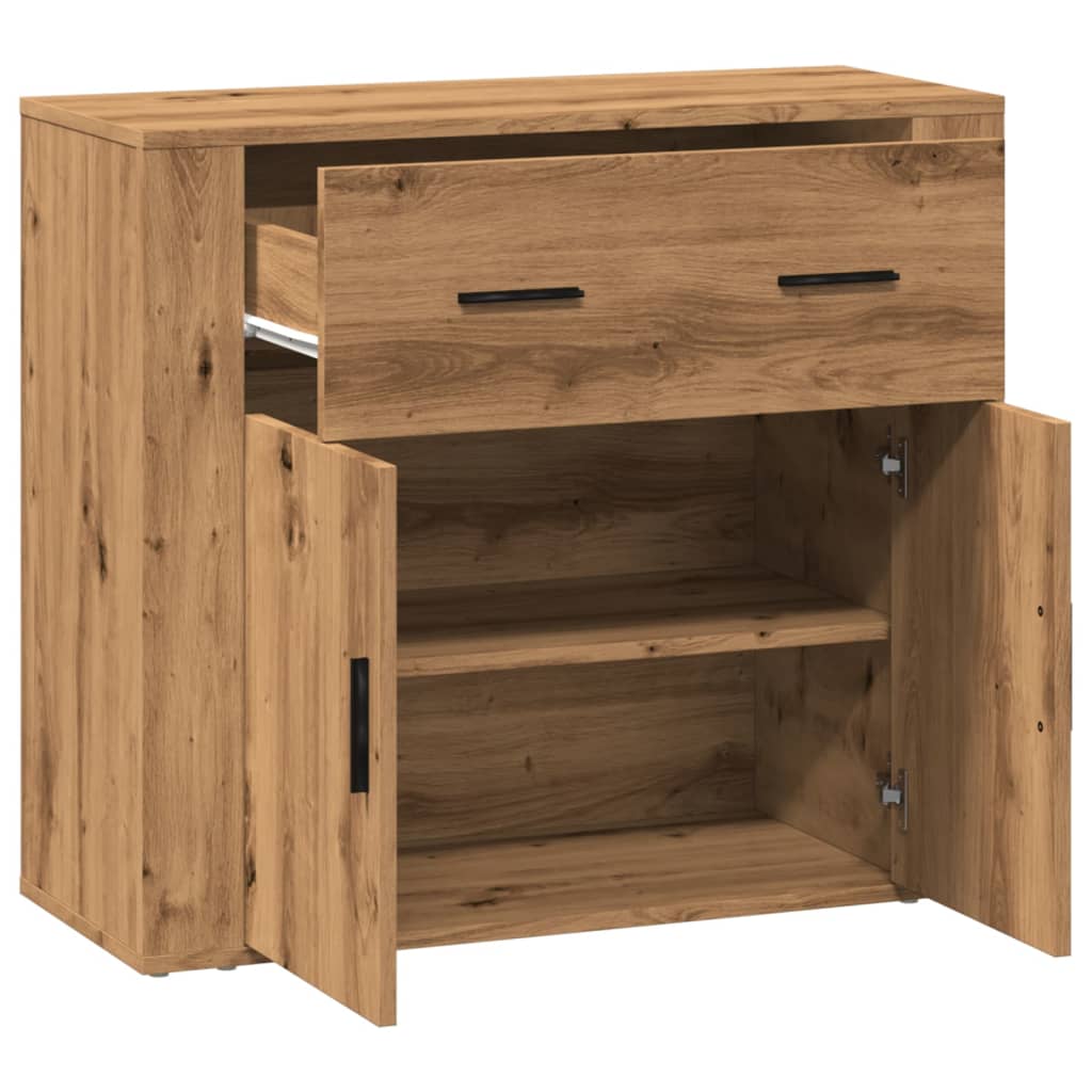 Dressoir 80x33x70 cm bewerkt hout artisanaal eikenkleurig
