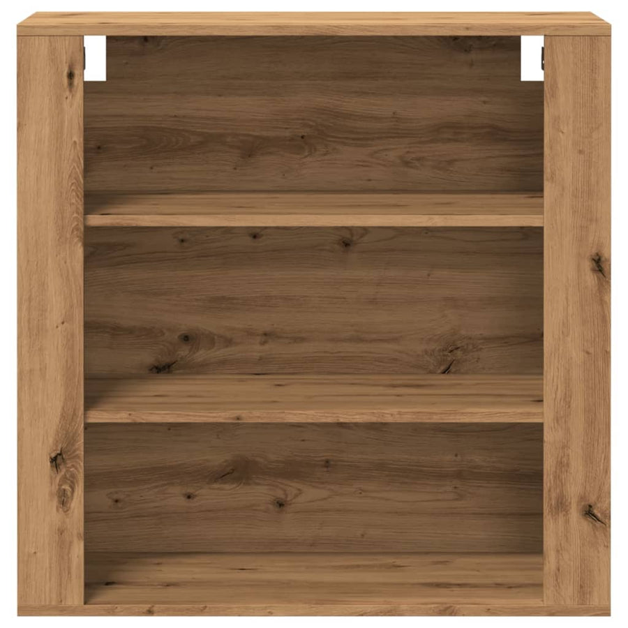 Wandkast 80x33x80 cm bewerkt hout artisanaal eikenkleur