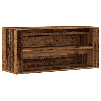 Schoenenbank 100x35x45 cm bewerkt hout oud houtkleurig
