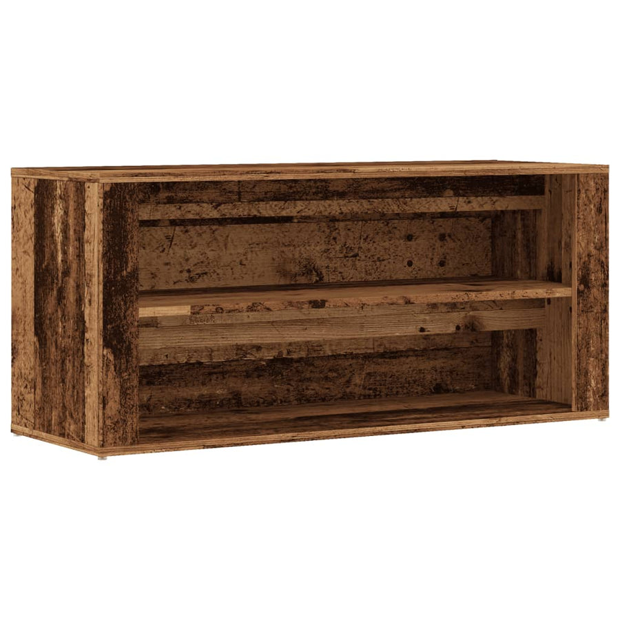 Schoenenbank 100x35x45 cm bewerkt hout oud houtkleurig