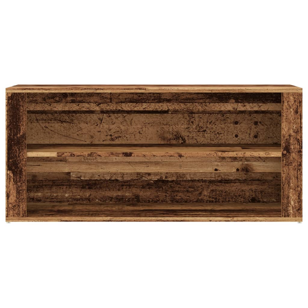 Schoenenbank 100x35x45 cm bewerkt hout oud houtkleurig