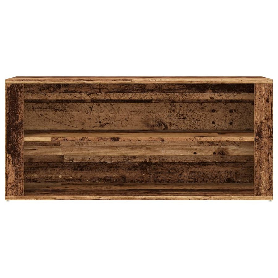 Schoenenbank 100x35x45 cm bewerkt hout oud houtkleurig