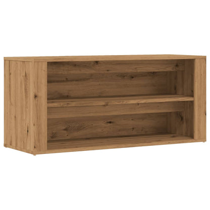 Schoenenbankje 100x35x45 cm bewerkt hout artisanaal eikenkleur