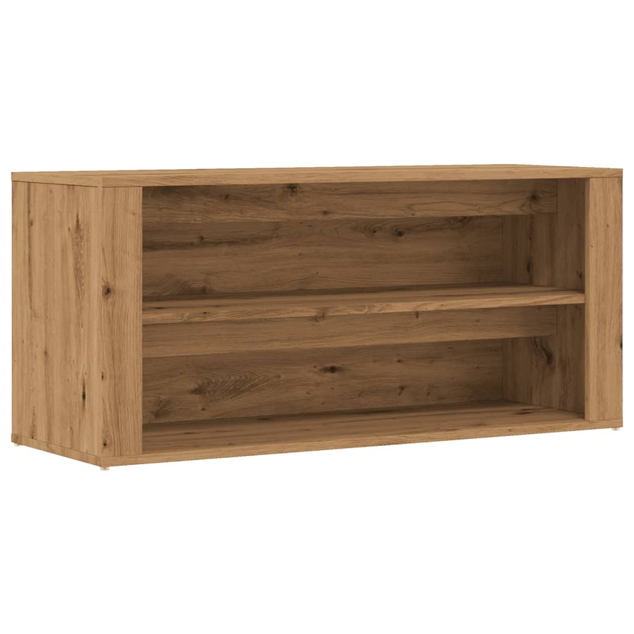Schoenenbankje 100x35x45 cm bewerkt hout artisanaal eikenkleur