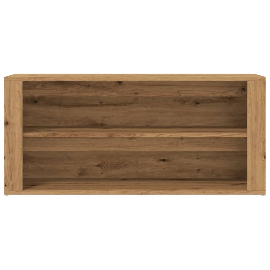 Schoenenbankje 100x35x45 cm bewerkt hout artisanaal eikenkleur