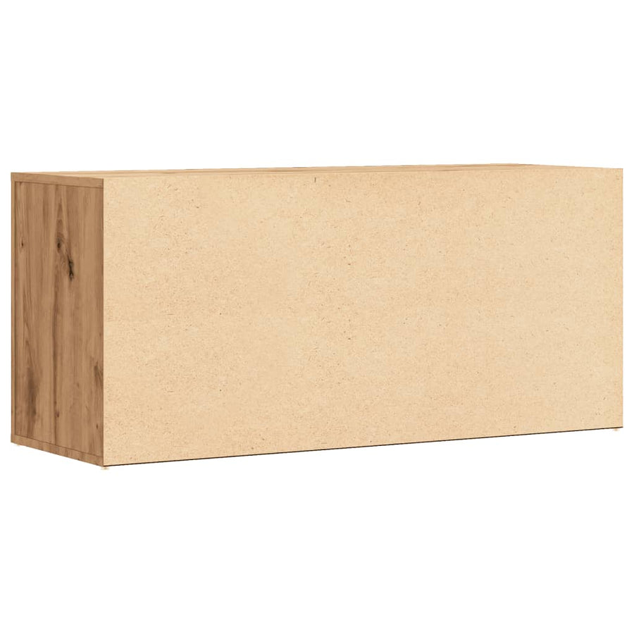 Schoenenbankje 100x35x45 cm bewerkt hout artisanaal eikenkleur