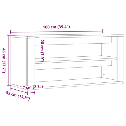 Schoenenbankje 100x35x45 cm bewerkt hout artisanaal eikenkleur