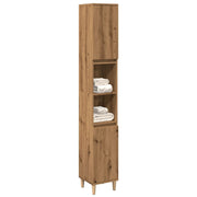 Badkamerkast 30x30x190 cm bewerkt hout eikenkleurig