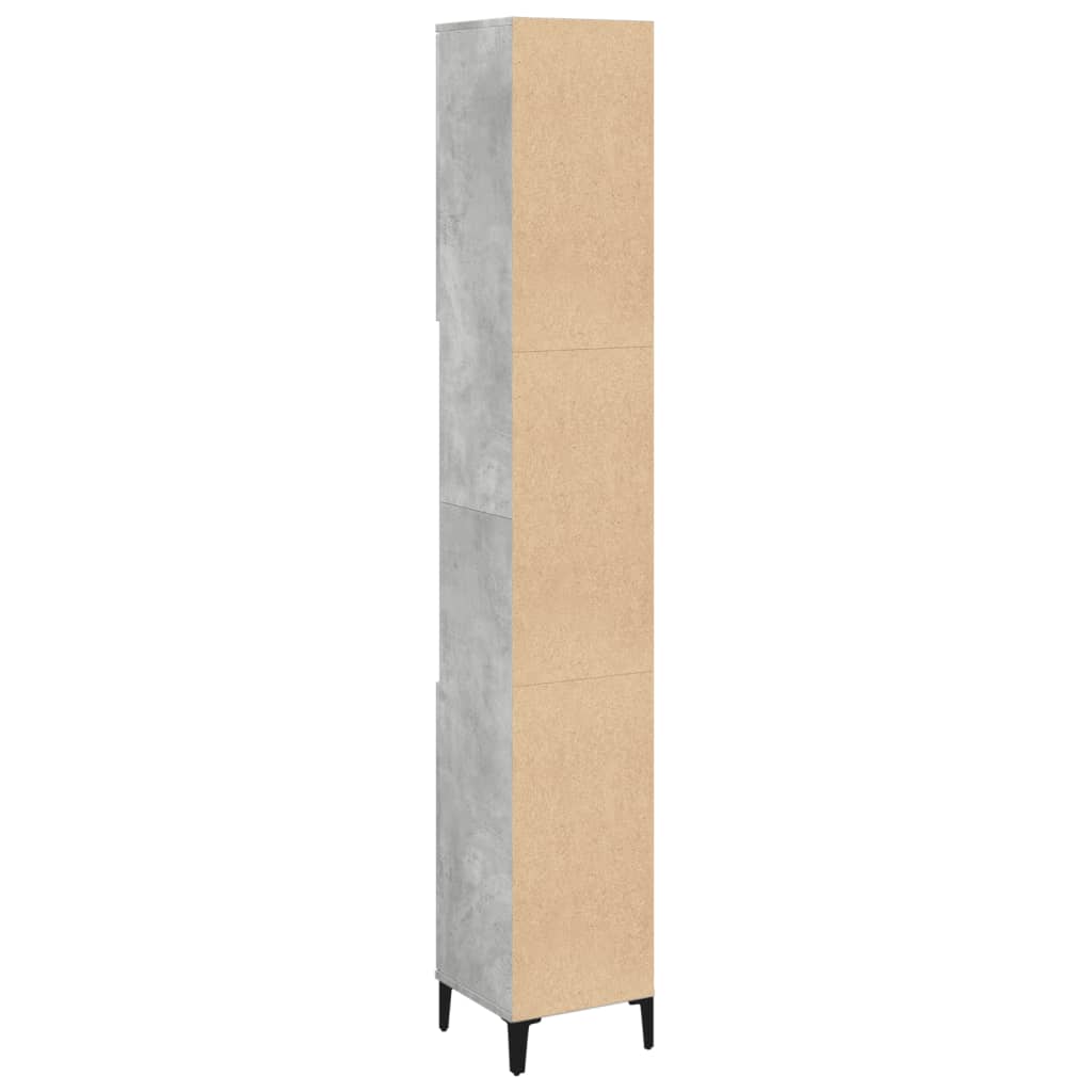 Badkamerkast 30x30x190 cm bewerkt hout betongrijs