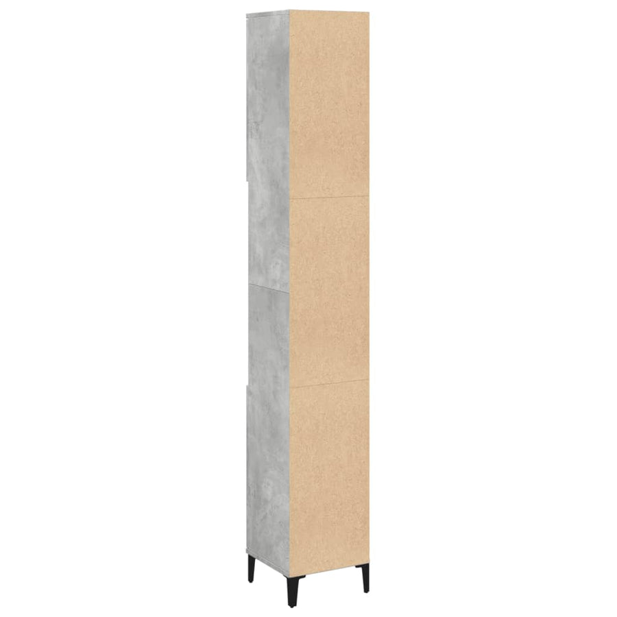 Badkamerkast 30x30x190 cm bewerkt hout betongrijs
