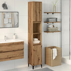 Badkamerkast 30x30x190 cm bewerkt hout eikenkleurig
