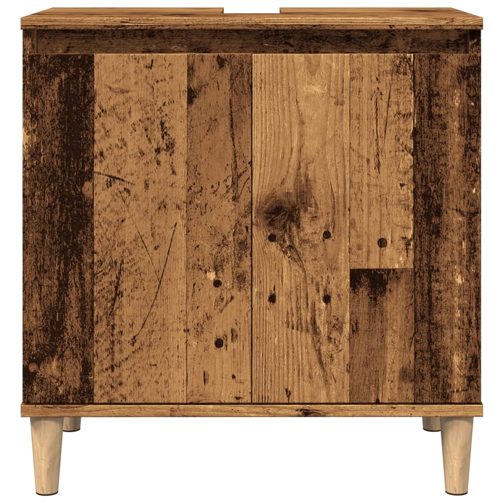 Wastafelkast 58x33x60 cm bewerkt hout oud houtkleurig