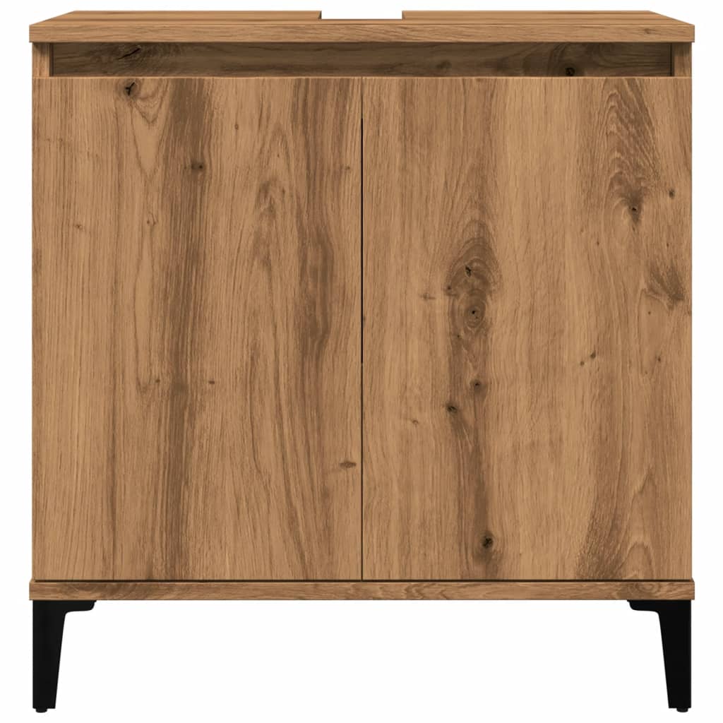Wastafelkast 58x33x60 cm bewerkt hout artisanaal eikenkleur