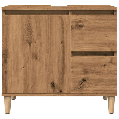 Wastafelkast 65x33x60 cm bewerkt hout artisanaal eikenkleurig