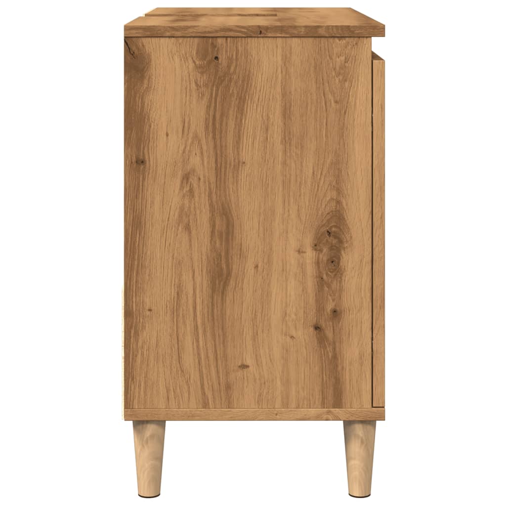 Wastafelkast 65x33x60 cm bewerkt hout artisanaal eikenkleurig