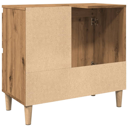 Wastafelkast 65x33x60 cm bewerkt hout artisanaal eikenkleurig