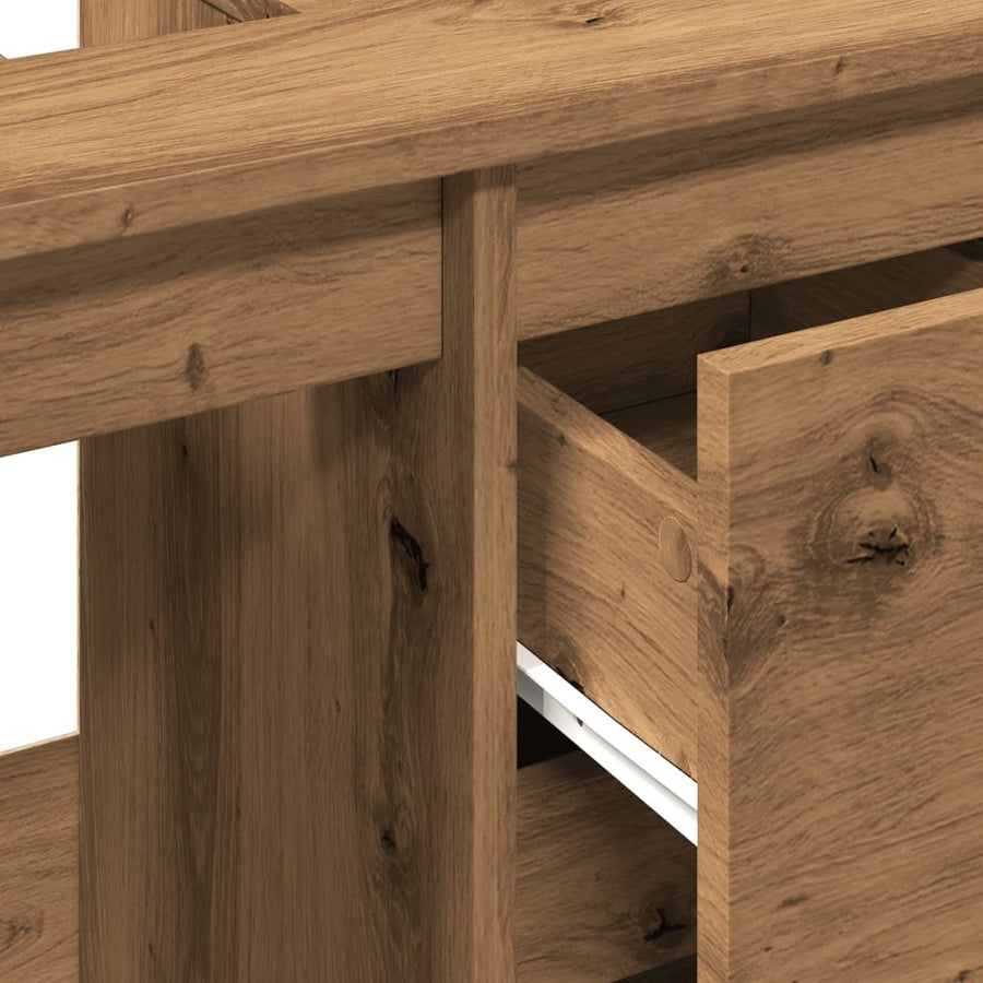 Wastafelkast 65x33x60 cm bewerkt hout artisanaal eikenkleurig