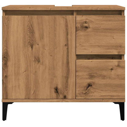 Wastafelkast 65X33X60 Cm Bewerkt Hout Artisanaal Eikenkleurig