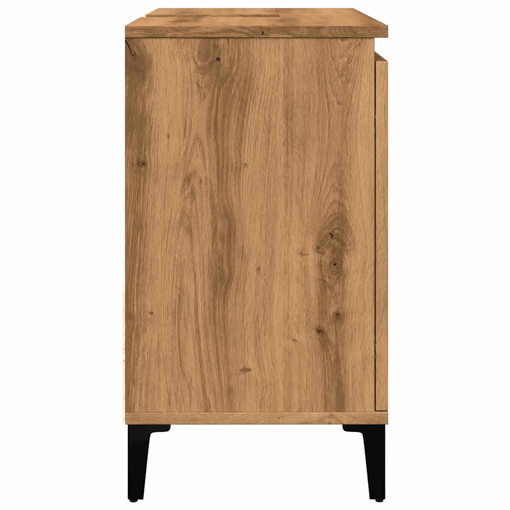 Wastafelkast 65X33X60 Cm Bewerkt Hout Artisanaal Eikenkleurig