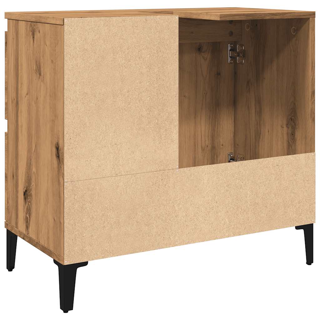 Wastafelkast 65X33X60 Cm Bewerkt Hout Artisanaal Eikenkleurig