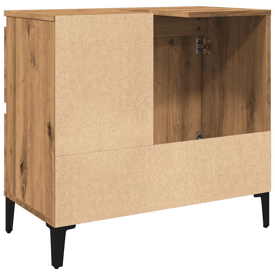 Wastafelkast 65X33X60 Cm Bewerkt Hout Artisanaal Eikenkleurig