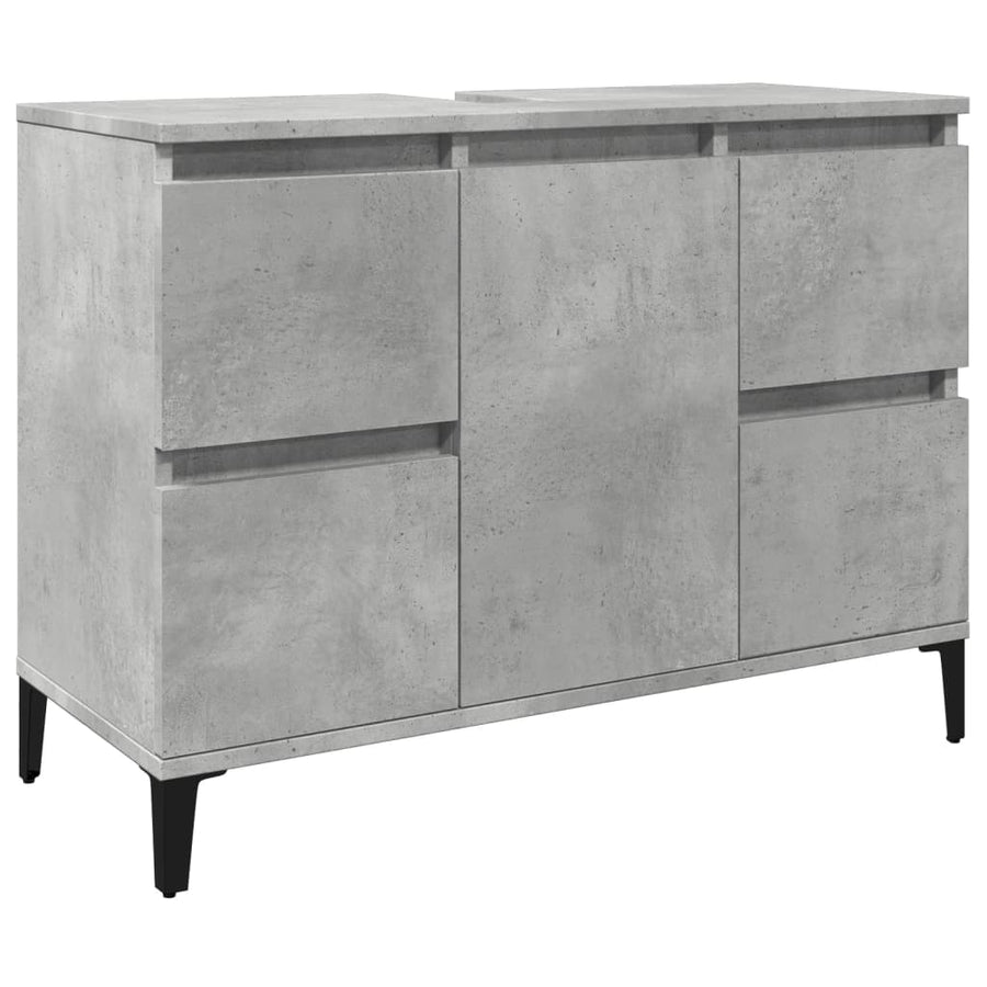 Wastafelkast 80x33x60 cm bewerkt hout betongrijs