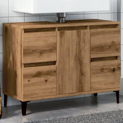 Wastafelkast 80x33x60 cm bewerkt hout eikenkleur