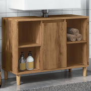 Badkamerkast 80x33x60 cm bewerkt hout eikenkleur