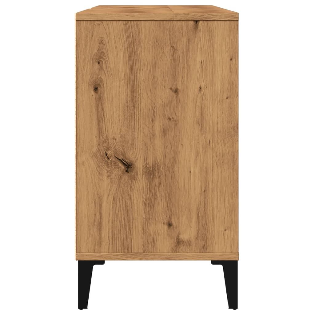 Wastafelkast 80x33x60 cm bewerkt hout artisanaal eikenkleur