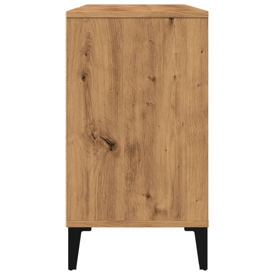 Wastafelkast 80x33x60 cm bewerkt hout artisanaal eikenkleur