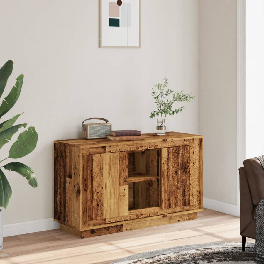 Dressoir 102x35x60 cm bewerkt hout oud houtkleurig