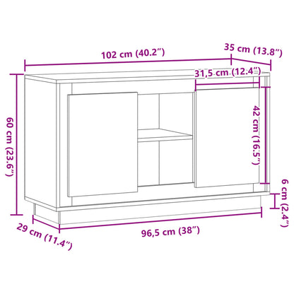 Dressoir 102x35x60 cm bewerkt hout artisanaal eikenkleurig